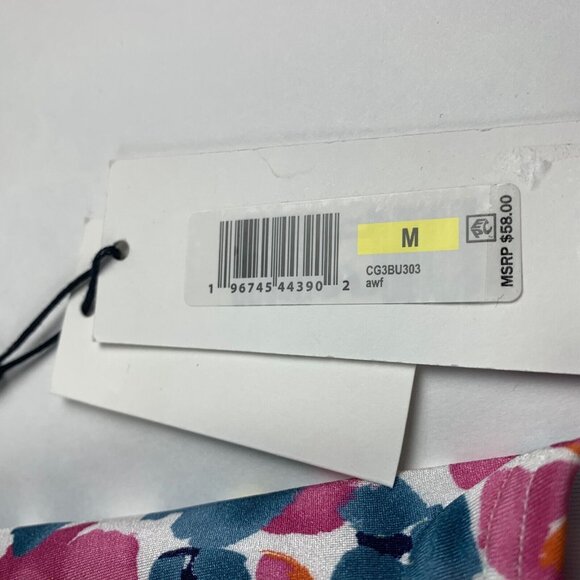 Calvin Klein Bikini Bottom Women M Multicolor Floral Pleated High Waist Swimwear - Picture 2 of 6